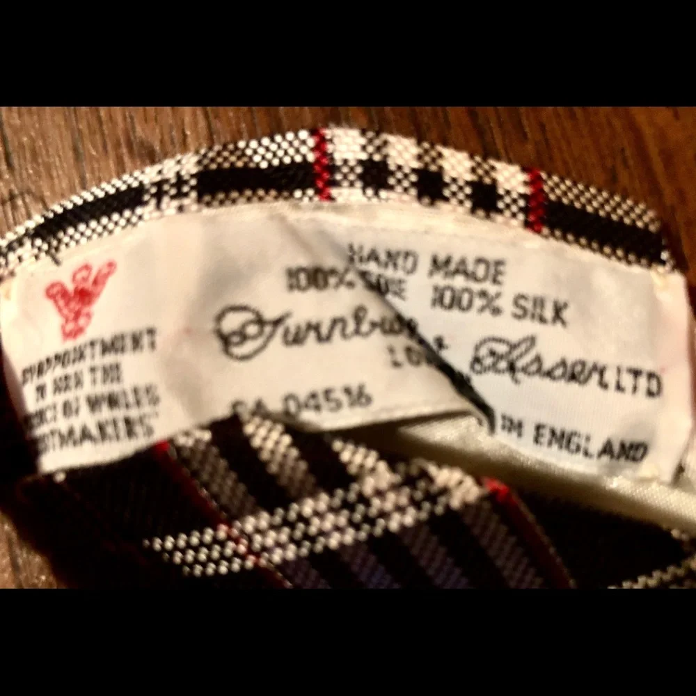 Turnbull & Asser Black, White & Red Paid Tie (imperfect)